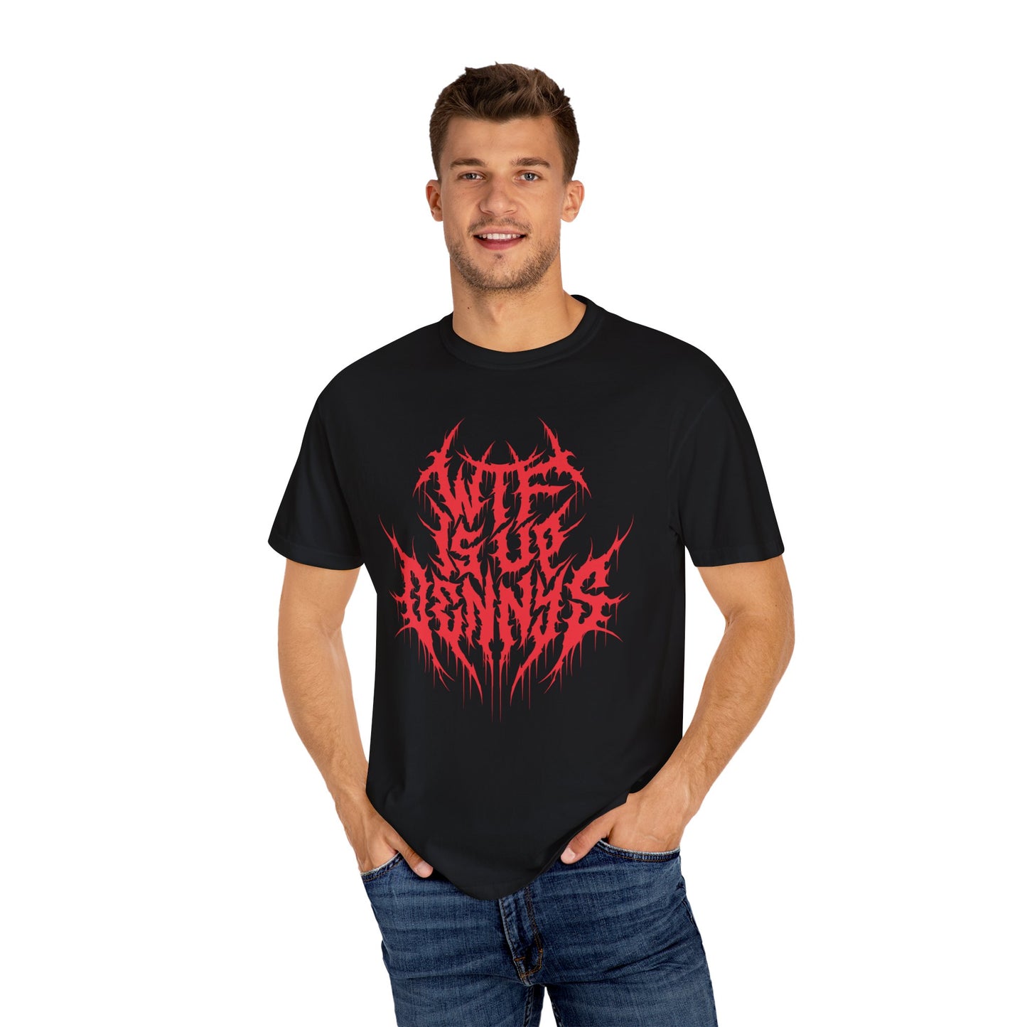 Metal Tee - WTF Is Up Dennys - Cherry Red